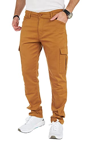 8000 Herren Cargohose aus Baumwolle männer Cargohose Chino Hose Freizeithose Slim fit Cargohose Slim fit Chino Hose stylisch Cargohose (8010_Camel, 32) von Styleko