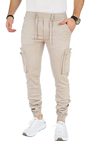 8000 Herren Cargohose aus Baumwolle männer Cargohose Chino Hose Freizeithose Slim fit Cargohose Slim fit Chino Hose stylisch Cargohose (8011_Beige, 33) von Styleko