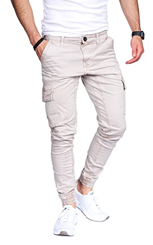 8007 Herren Cargohose aus Baumwolle männer Cargohose Chino Hose Freizeithose Slim fit Cargohose Slim fit Chino Hose stylisch Cargohose (C-Beige, 29) von Styleko