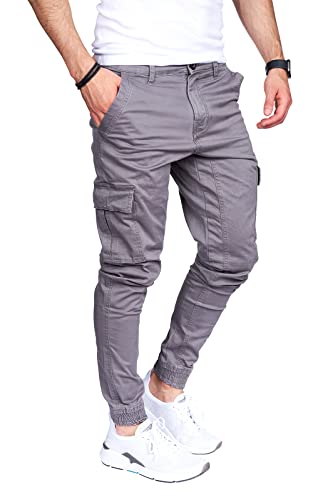 8007 Herren Cargohose aus Baumwolle männer Cargohose Chino Hose Freizeithose Slim fit Cargohose Slim fit Chino Hose stylisch Cargohose (C-Gray, 32) von Styleko