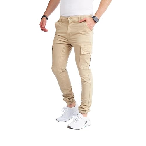 8007 Herren Cargohose aus Baumwolle männer Cargohose Chino Hose Freizeithose Slim fit Cargohose Slim fit Chino Hose stylisch Cargohose (as3, Numeric, Numeric_23, Regular, Regular, B-Beige, 34) von Styleko