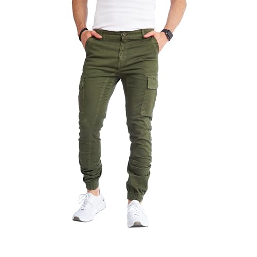 8007 Herren Cargohose aus Baumwolle männer Cargohose Chino Hose Freizeithose Slim fit Cargohose Slim fit Chino Hose stylisch Cargohose (as3, Numeric, Numeric_23, Regular, Regular, B-Dark Green, 38) von Styleko