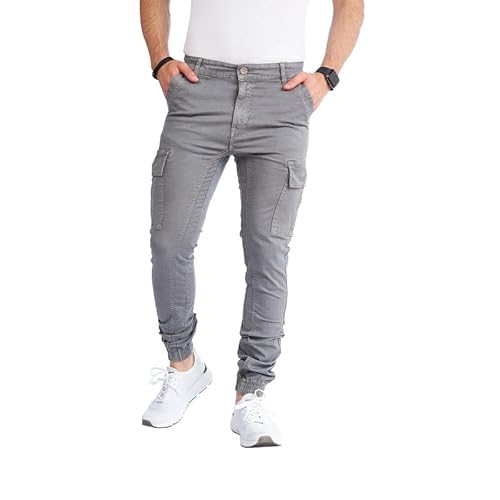 8007 Herren Cargohose aus Baumwolle männer Cargohose Chino Hose Freizeithose Slim fit Cargohose Slim fit Chino Hose stylisch Cargohose (as3, Numeric, Numeric_23, Regular, Regular, B-Grey, 30) von Styleko