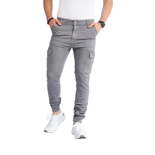 8007 Herren Cargohose aus Baumwolle männer Cargohose Chino Hose Freizeithose Slim fit Cargohose Slim fit Chino Hose stylisch Cargohose (as3, Numeric, Numeric_23, Regular, Regular, B-Grey, 33) von Styleko