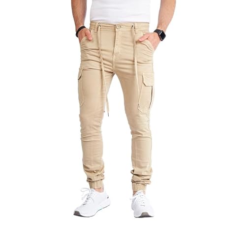 8008 Herren Cargohose aus Baumwolle männer Cargohose Chino Hose Freizeithose Slim fit Cargohose Slim fit Chino Hose stylisch Cargohose (as3, Numeric, Numeric_23, Regular, Regular, A-Beige, 38) von Styleko