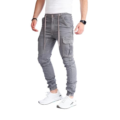 8008 Herren Cargohose aus Baumwolle männer Cargohose Chino Hose Freizeithose Slim fit Cargohose Slim fit Chino Hose stylisch Cargohose (as3, Numeric, Numeric_23, Regular, Regular, A-Grey, 31) von Styleko