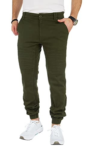 8009 Herren Cargohose aus Baumwolle männer Cargohose Chino Hose Freizeithose Slim fit Cargohose Slim fit Chino Hose stylisch Cargohose (C-Dark Green, 32) von Styleko