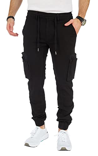 8011 Herren Cargohose aus Baumwolle männer Cargohose Chino Hose Freizeithose Slim fit Cargohose Slim fit Chino Hose stylisch Cargohose (C-Black, 29) von Styleko