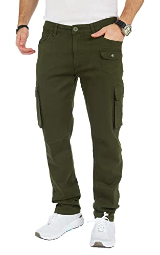 8012 Herren Cargohose aus Baumwolle männer Cargohose Chino Hose Freizeithose Slim fit Cargohose Slim fit Chino Hose stylisch Cargohose (as3, Numeric, Numeric_29, Regular, Regular, A-Dark Green, 36) von Styleko