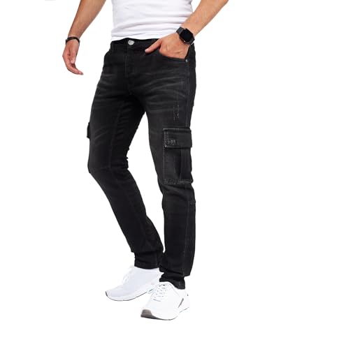 S8004 Herren Cargo Jeans Herren Jeans Hose für Männer Jungen Regular Slim fit Denim Destroyed Jogger Freizeithose Casual Stretch Jeans von Styleko
