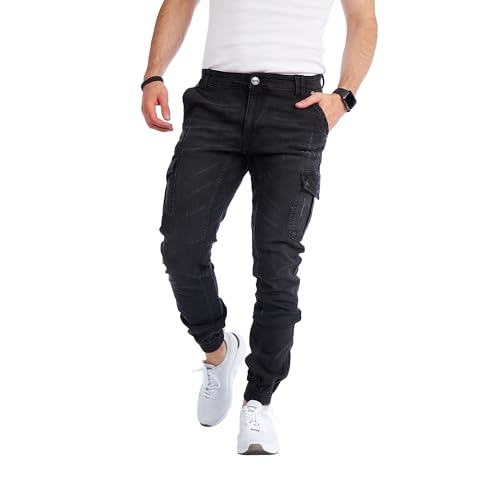 SS8003 Herren Cargo Jeans Herren Jeans Hose für Männer Jungen Regular Slim fit Denim Destroyed Jogger Freizeithose Casual Stretch Jeans von Styleko