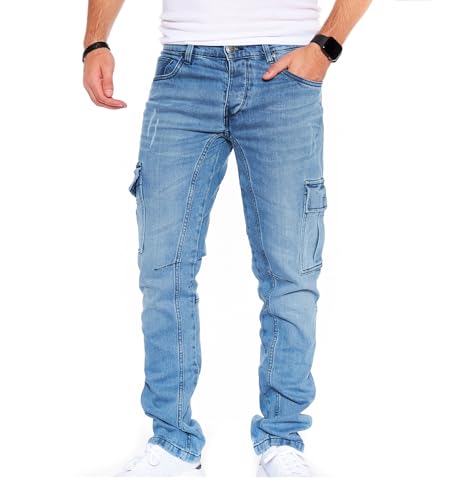 SS8003 Herren Cargo Jeans Herren Jeans Hose für Männer Jungen Regular Slim fit Denim Destroyed Jogger Freizeithose Casual Stretch Jeans von Styleko
