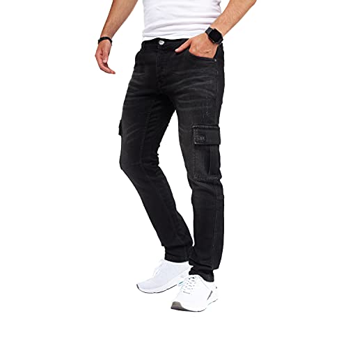 Styleko 8013 Herren Cargohose Männer Cargohose Herren Chino Hose Slim fit Cargohose Freizeithose Jeans Cargohose Destroyed Jeans (as3, Numeric, Numeric_29, Regular, Regular, C-Black, 32, Regulär) von Styleko