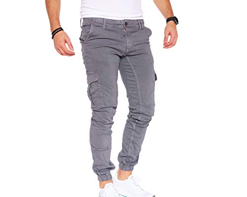 Styleko Cargohose Herren Cargohose aus Baumwolle Outdoorhose männer verwaschen Cargohose Chino Hose Sporthose Freizeithose Jogging treckking Casual Hose |6 Taschen 8001 (Grey- Guertel, 33) von Styleko