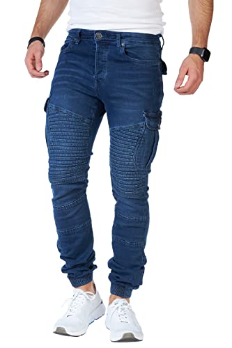 Styleko Herren Cargo Jeans Hose Herren Jeans Hose für Männer Jungen Regular Slim fit Denim Destroyed Jogger Freizeithose Casual Jeans Pants Jeans Herren Stretch| 7 Tasc 8004 (Dark Blue-Amazonit, 29) von Styleko