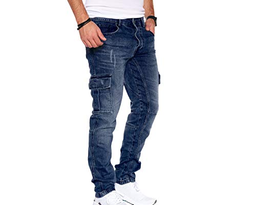 Styleko Herren Cargo Jeans Hose für Männer Jungen Regular Slim Fit Denim Destroyed Jogger Freizeithose Casual Pants Stretch von Styleko