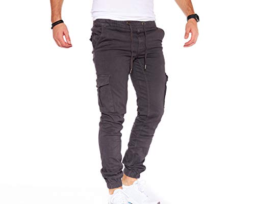 Styleko Herren Hosen Cargohose Herren Casual Slim Fit Cargohose aus Baumwolle Outdoorhose männer Chino Hose Freizeithose Jogging treckking Hose Sporthose|6 Taschen 8002 (Antracite- Elasten, 31) von Styleko