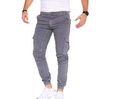 Styleko Herren Hosen Cargohose Herren Casual Slim Fit Cargohose aus Baumwolle Outdoorhose männer Chino Hose Freizeithose Jogging treckking Hose Sporthose|6 Taschen 8002 (Grey, 33) von Styleko