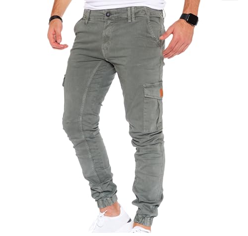 Styleko Herren Hosen Cargohose Herren Casual Slim Fit Cargohose aus Baumwolle Outdoorhose männer Chino Hose Freizeithose Jogging treckking Hose Sporthose|6 Taschen 8002 (Olive, 30) von Styleko