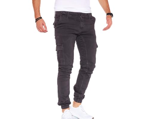Styleko Herren Hosen Cargohose Herren Causual Slim Fit Cargohose aus Baumwolle Outdoorhose männer Chino Hose Freizeithose Jogging Hose treckking Hose|6 Taschen| 4 Farben 8002 (Antracite, 33) von Styleko