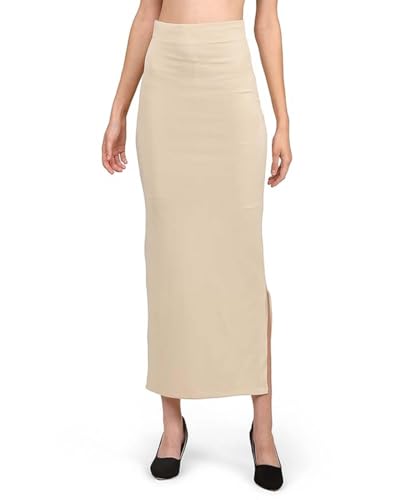 Stylesindia Dehnbarer Saree Shapewear Petticoat für Damen, Baumwollmischung, Petticoat, Röcke für Damen, figurformendes Kleid, Beige, Einheitsgröße von Stylesindia
