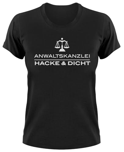 STYLETEX23 Anwaltskanzlei Hacke & Dicht Fun Anwalt T-Shirt, L, Damen Schwarz von STYLETEX23