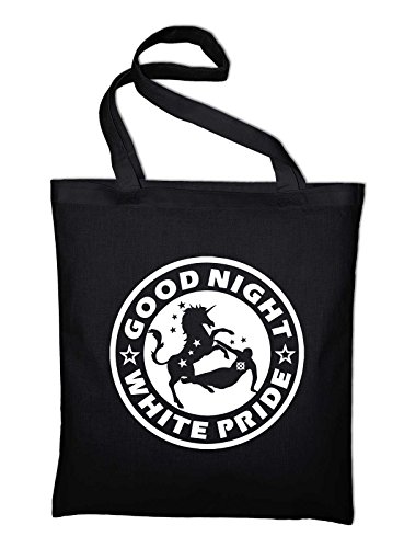 Styletex23 Einhorn Unicorn Good Night White Pride Jutebeutel Baumwolltasche, schwarz von Styletex23