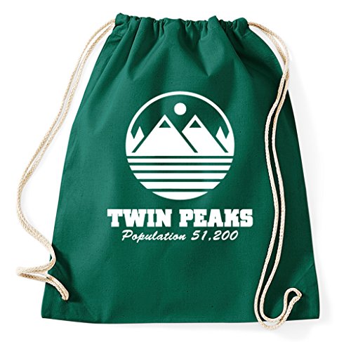 Styletex23 Twin Peaks Logo Turnbeutel Sportbeutel, flaschengrün von Styletex23