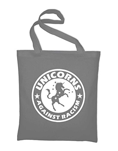 Styletex23 Unicorns Against Racism Jutebeutel Baumwolltasche, light grey von Styletex23