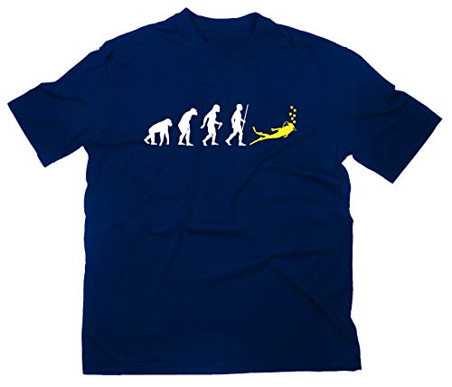 Tauchen Fun T-Shirt Scuba Diving Diver Evolution of Man, L, Navy von Styletex23