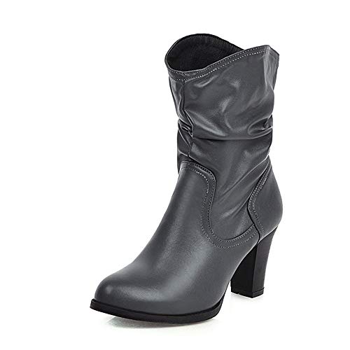 StyliShoes Damen Cowboy Stiefel Fashion Stiefeletten mit Blockabsatz (Grau, 37 EU) von StyliShoes