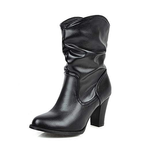 StyliShoes Damen Cowboy Stiefel Fashion Stiefeletten mit Blockabsatz (Schwarz, 44 EU) von StyliShoes