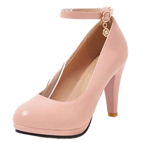 StyliShoes Damen Dress Pumps Absatz Fesselriemen Schuhe (Rosa, 38 EU) von StyliShoes