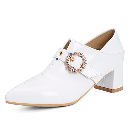 StyliShoes Damen Fashion Court Schuhe mit Spitzen Zehen(Weiß,38 EU) von StyliShoes