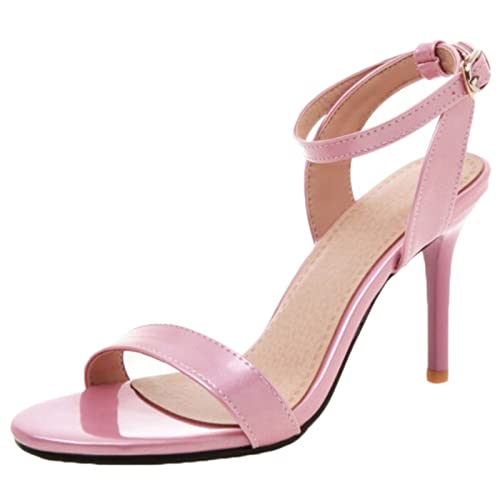 StyliShoes Damen Fashion Open Toe Sandalen mit Absatz (Rosa, 48 EU) von StyliShoes