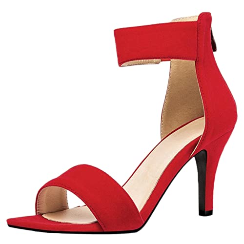 StyliShoes Damen Fashion Sommer Sandalen mit Absatz (Rot, 38 EU) von StyliShoes