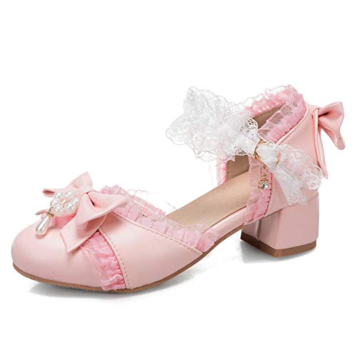 StyliShoes Damen Knöchelschnalle Sandalen mit Band und Fliege Verziert(Rosa,45 EU) von StyliShoes
