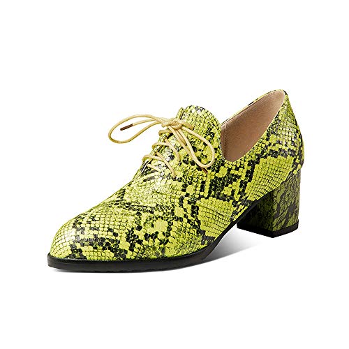 StyliShoes Damen Pumps mit Blockabsatz Fashion Schnürsenkel Schuhe (Grün, 38 EU) von StyliShoes