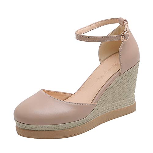 StyliShoes Damen Süß Keilabsatz Sandale Closed Toe Schuhe (Rosa, 33 EU) von StyliShoes