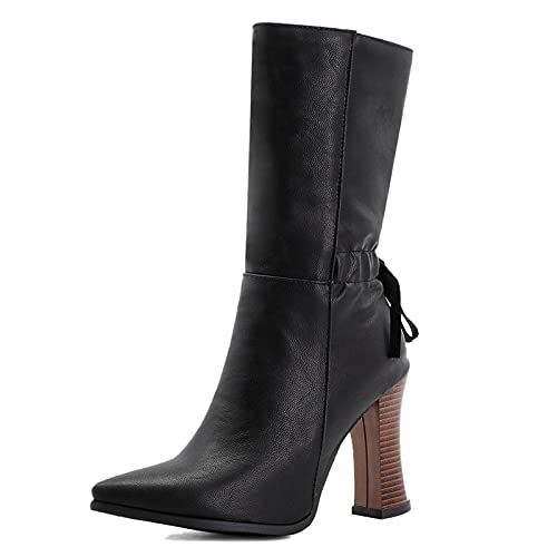 StyliShoes Elegante Hochhackige Damen Kurze Stiefel mit Reißverschluss (Schwarz, 44) von StyliShoes