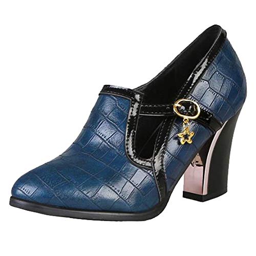 StyliShoes Mode Damen Pumps mit Blockabsatz (Blau, 37 EU) von StyliShoes