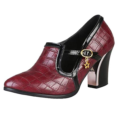 StyliShoes Mode Damen Pumps mit Blockabsatz (Rotwein, 36 EU) von StyliShoes