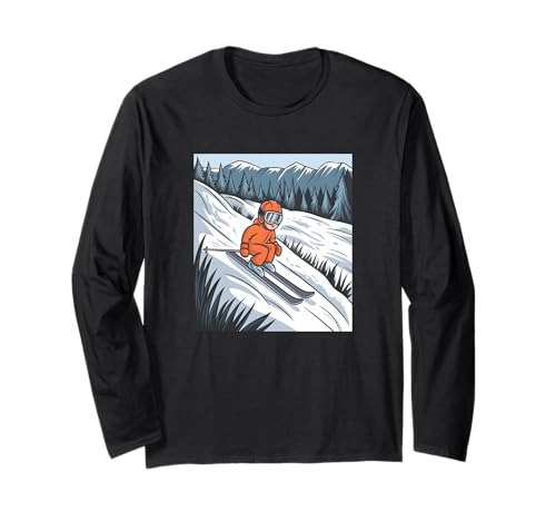 Skifahren Kinder Motiv Langarmshirt Skifahren Kinder Motiv Langarmshirt von Stylischer Kinder Skifahrer