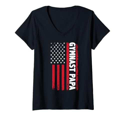 Damen Einzigartige rote vertikale Balken-Grafik im Used-Look T-Shirt mit V-Ausschnitt Damen Einzigartige rote vertikale Balken-Grafik im Used-Look T-Shirt mit V-Ausschnitt von Stylish Trends