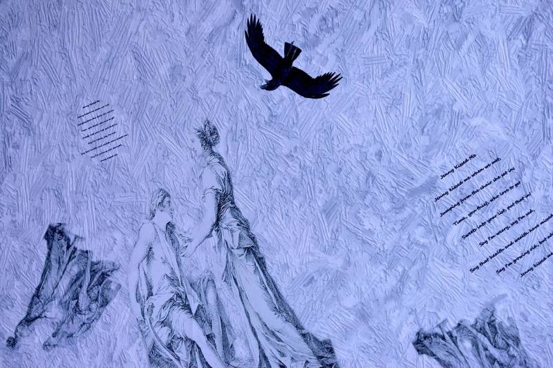 Gedicht Schal Grau Textue Reine Seide Und Schwarz Poesie Art Kollektion Fine Vintage Kunst Handgerollt Kanten von StylishBookWorms