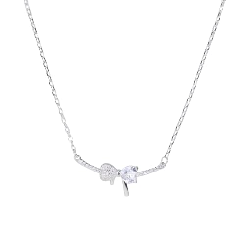 𝐉𝐞𝐰𝐞𝐥𝐫𝐲 Schmuck Sterlingsilber Halskette mit Zirkonia-Schleife für Damen Trendige, Zierliche Halskette aus 925er Silber Hypoallergenes, Minimalistisches Geschenk für Freundin Mutter 𝐉𝐞𝐰𝐞𝐥𝐫𝐲 Schmuck Sterlingsilber Halskette mit Zirkonia-Schleife für Damen Trendige, Zierliche Halskette aus 925er Silber Hypoallergenes, Minimalistisches Geschenk für Freundin Mutter von Stylomira