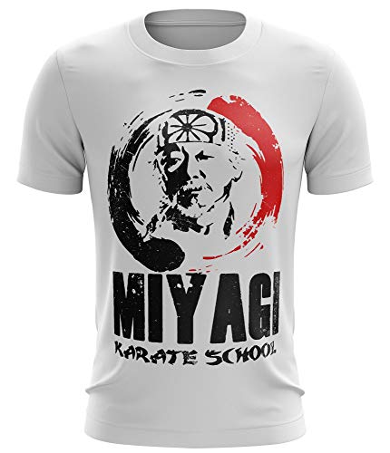 Stylotex Fitness T-Shirt Herren Sport Shirt Miyagi Karate School Gym Tshirts für Performance beim Training | Männer Kurzarm | Funktionelle Sport Bekleidung, Farbe:Weiss, Größe:XL von Stylotex