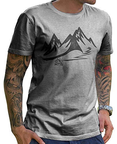 Stylotex Herren T-Shirt Basic MTB | hochwertiges Männer Shirt zum Mountainbiken, Weihnachten, Geburtstag | in Deutschland Bedruckt, Farbe:Heather, Größe:S von Stylotex