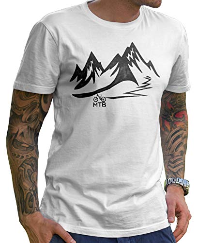 Stylotex Herren T-Shirt Basic MTB | hochwertiges Männer Shirt zum Mountainbiken, Weihnachten, Geburtstag | in Deutschland Bedruckt, Farbe:Weiss, Größe:XXL von Stylotex