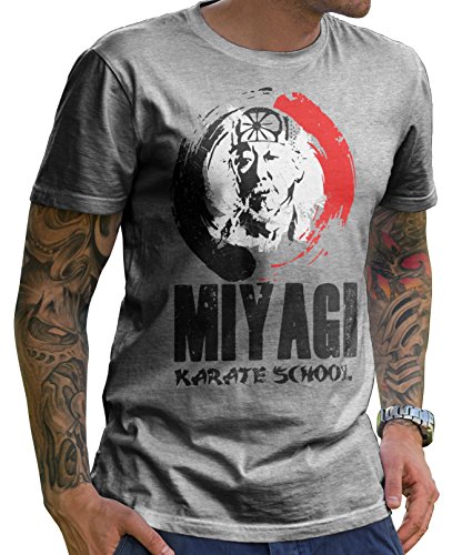 Stylotex Herren T-Shirt Basic Miyagi Karate School, Farbe:Heather, Größe:L von Stylotex